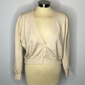 Princess Polly Cream Button Front Cropped Cardigan